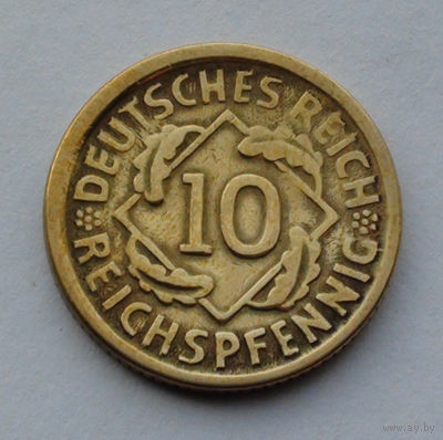 Германия - Веймарская республика 10 рейхсфеннигов. 1924. D
