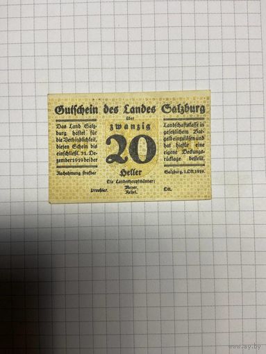 20 геллеров (нотгельды) Австрия.-2412