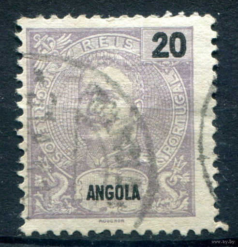 Португальские колонии - Ангола - 1898/1901г. - Король Карлуш I, 20 R - 1 марка - гашёная [Mi 42]. #1-Po-19-A-1