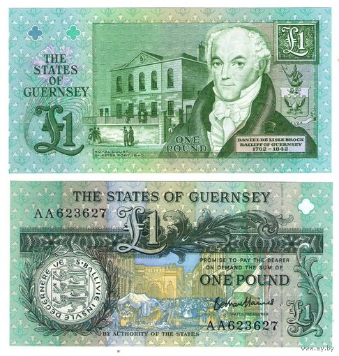 Гернси  1 фунт 2016 год  (серия AA) UNC