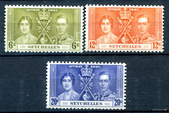 Британские колонии - Сейшеллы - 1937г. - коронация короля Георга VI и королевы Елизаветы - 3 марки - полная серия, MNH, MLH [Mi 118-120]. #2-Bc-58-A-1