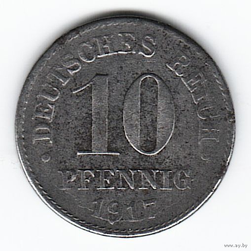 Германия 10 пфеннигов 1917 год DD _состояние VF+