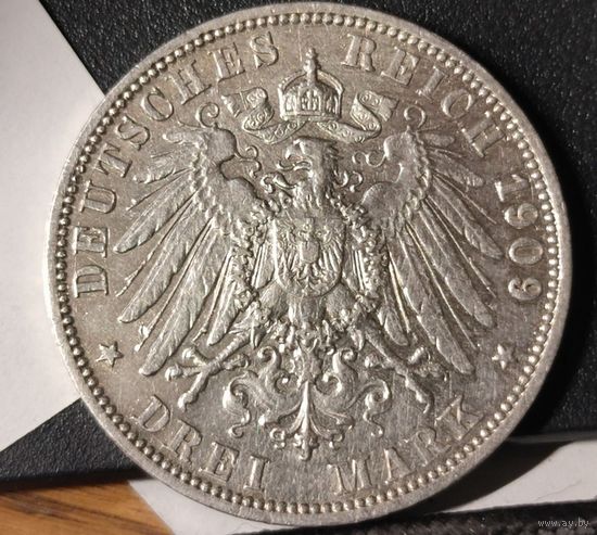 1909 год 3 марки Германия    серебро