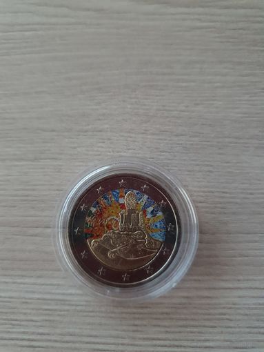 2 евро 2014 год, Испания Парк Гуель Гауди, ЦВЕТНАЯ   в капсуле, UNC