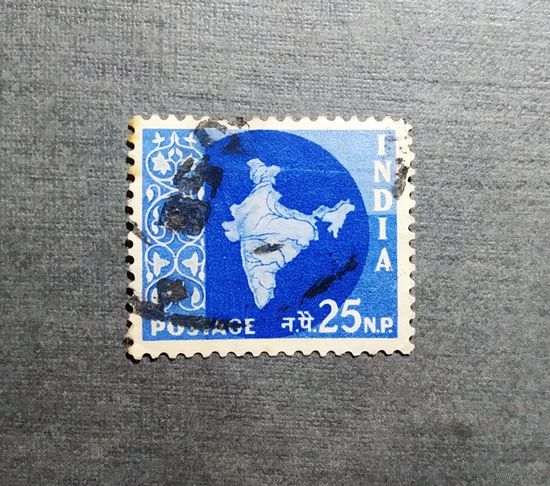 Марка Индия 1957 год Карта