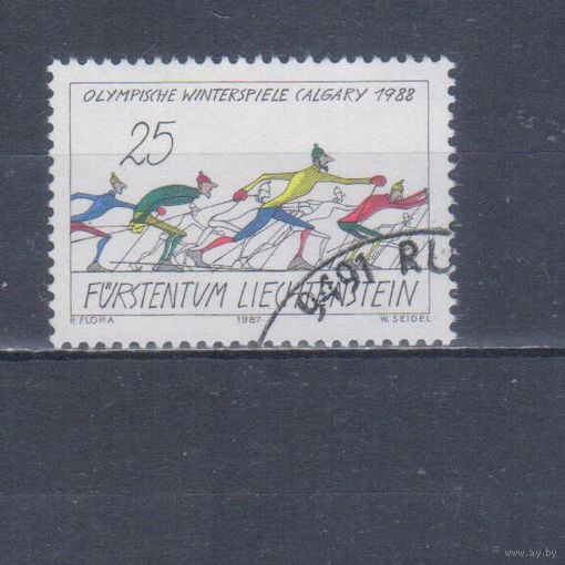 [2365] Лихтенштейн 1987. Спорт.Зимние Олимпийские игры.Лыжи. Гашеная марка.