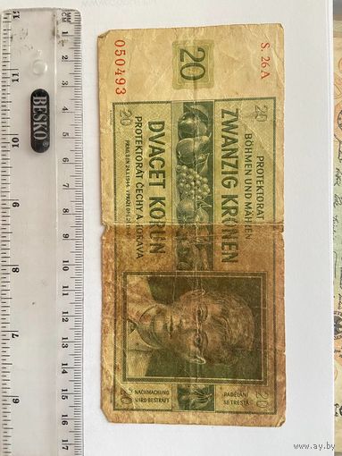 Чехия и Моравия, 20 крон 1944 год.