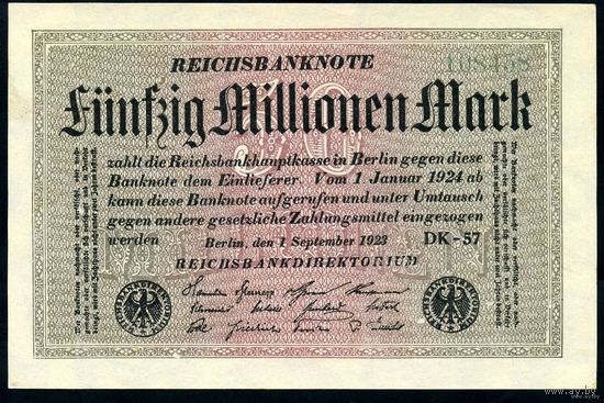 Германия. 50 Миллионов Марок 1923 P109b UNC