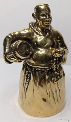 Колокольчик Монах с бочонком Бронза