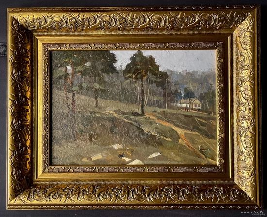 Корженевский А.С "Юрьева горка", 1973г. Картон, масло. Размер 24х34 см.