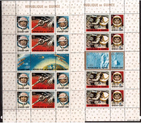Гвинея-1965,(Мих. Бл.9-10)  ** , Космос, Леонов, Беляев, астронавты