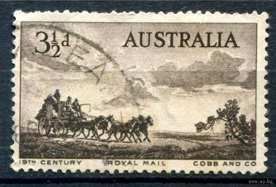 Австралия - 1955г. - Пионеры Австралийской тренерской эры, 3 1/2 P - 1 марка - гашёная [Mi 254]. #3-WB-87-A-1