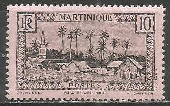 Мартиника. Деревня островитян. 1933г. Mi#130. Цветная бумага.