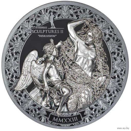 Палау 20 долларов 2023г. "Вечные скульптуры: Освобождение от обмана". Black Proof. Монета в капсуле; шикарном подарочном футляре; сертификат; коробка. СЕРЕБРО 93,30гр.(3 oz).
