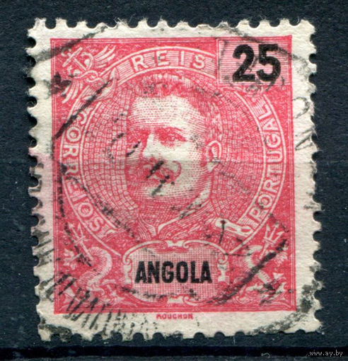 Португальские колонии - Ангола - 1898/1901г. - Король Карлуш I, 25 R - 1 марка - гашёная [Mi 43]. #1-Po-19-A-1