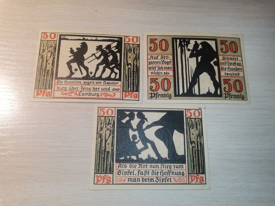 Нотгельды номиналом 50 пфеннингов 1920 года,провинция Саксония, город Наумбург-на-Заале, Германия.