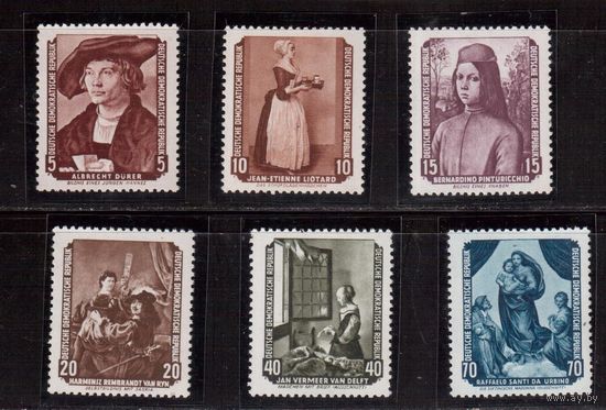 ГДР-1955,(Мих.504-509) **  ,  Живопись,Дрезденская галерея, Дюрер, Ребрант, Рафаэль