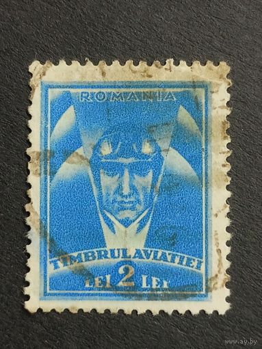 Румыния 1932. Налоговые марки. Национальный фонд авиации - Авиатор - Надпись TIMBRULAVIATIEI