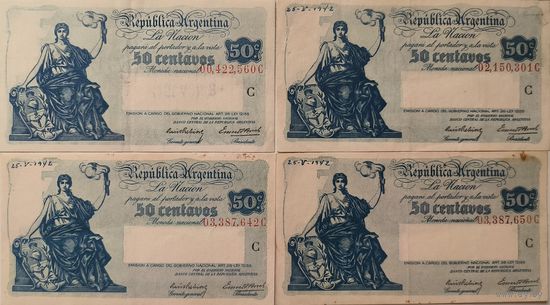Аргентина 50 Cентаво 1942, XF+ 397-1-3-4