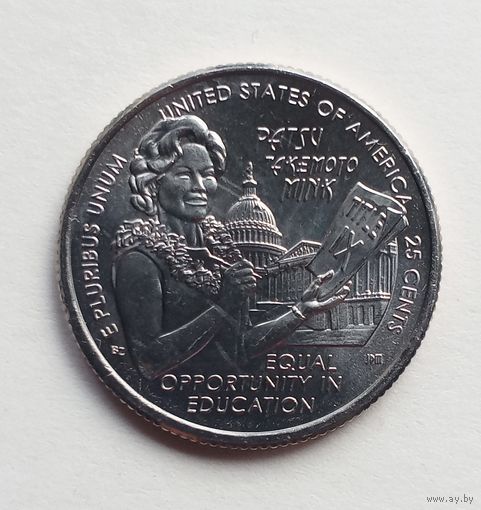 США. 25 центов 2024 г. PATSY  TAKEMOTO MINK. Монетный двор P.
