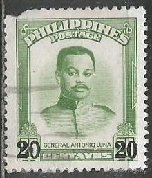 Филиппины. Генерал Актонио Луна. Надпечатка нового номинала. 1961г. Mi#663.