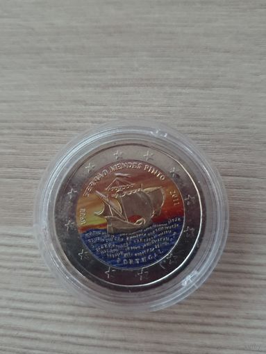 2 евро 2011 год, Португалия, Фернан Мендеш Пинту, ЦВЕТНАЯ   в капсуле, UNC