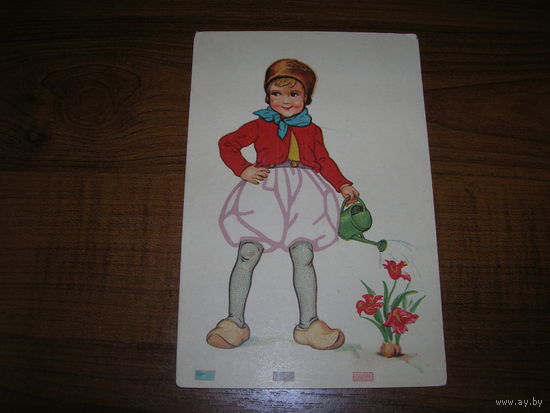 Дети Девочка Открытка старинная Чистая