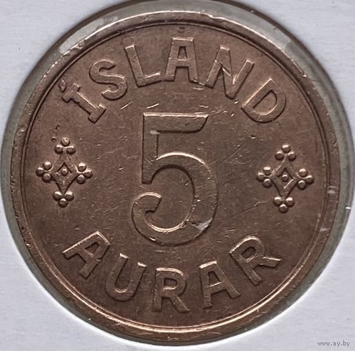 Исландия 5 эйре 1940 г. В холдере