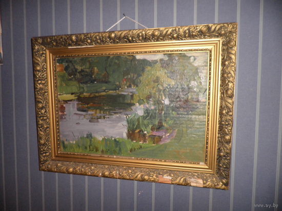 Картина пейзаж,картон/масло.Н/Х.Ср.20-го века.С рубля.