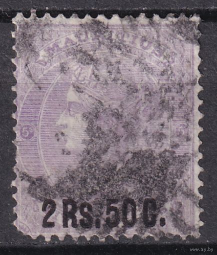 3.BrKM. Великобритания. Колонии. Маврикий. Виктория. Стандарт. Надпечатка нового номинала. 2R 50C. 1878 г. Mi.#51.