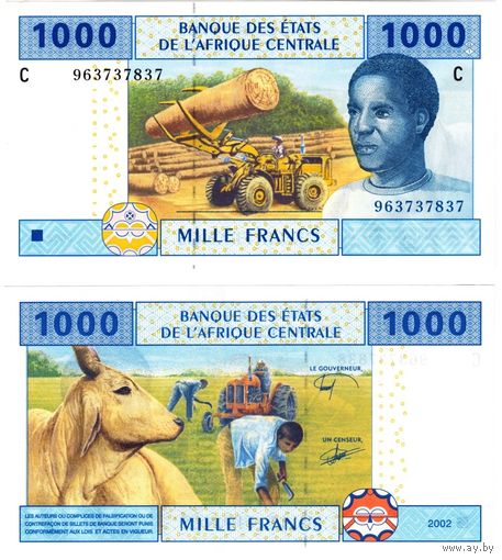 Чад 1000 франков образца 2002 года UNC p607Ce