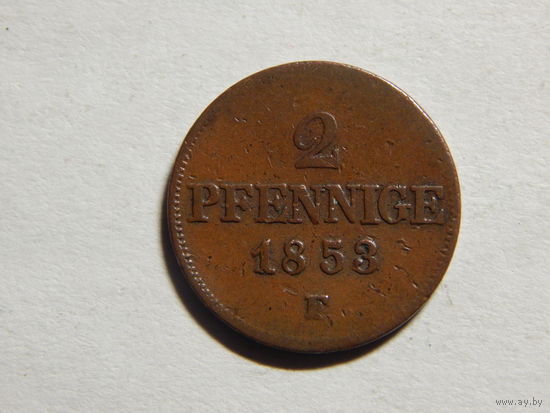 Саксония 2 пфеннига 1853г
