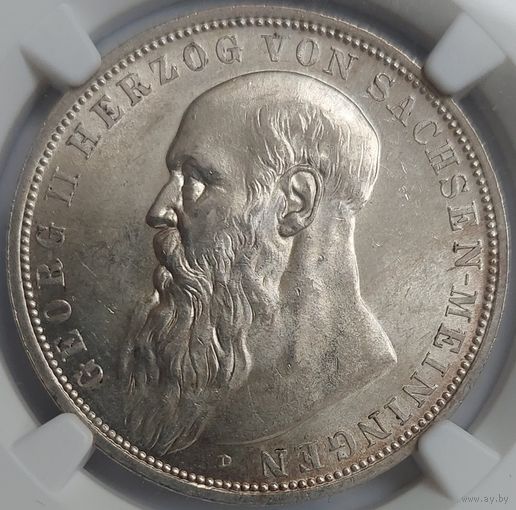 3 марки 1908 Саксен-Мейнинген MS-63 NGC Редкая курсовая монета