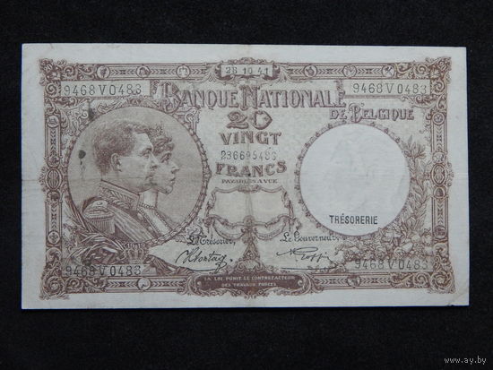 Бельгия 20 франков 1941г.
