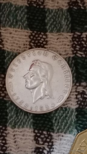 Германия 2 марки 1934 Шиллер