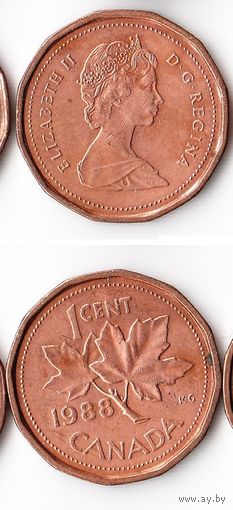 1 цент Канада 1988 года