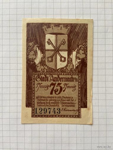 75 пфенигов (нотгельды) г. Германия.-2912