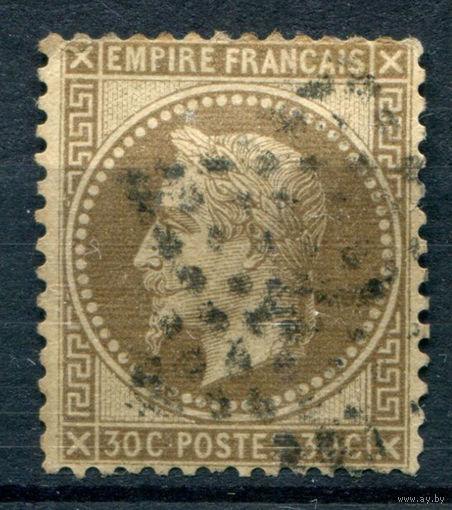 Франция (Империя) - 1862/70г. - император Наполеон III, тип а, 30 с - 1 марка - гашёная [Mi 29 a]. #1-Fr-3-A-1