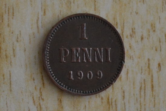 Финляндия 1 пенни 1909 с 1 руб
