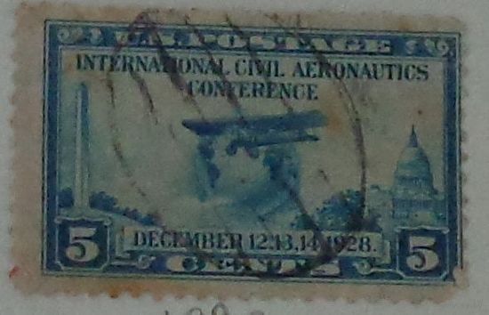 Аэроплан на фоне глобуса. США. Дата выпуска:1928-12-12