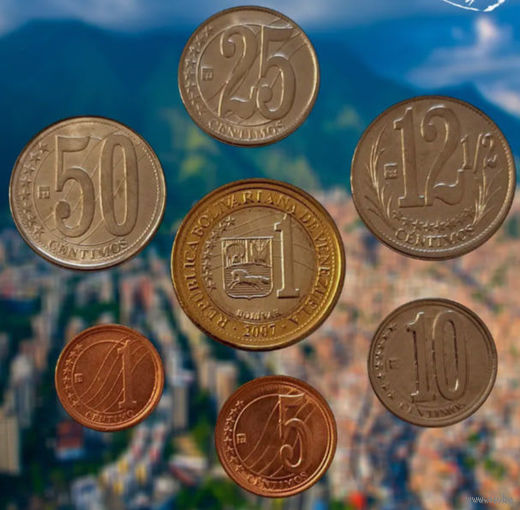 Венесуэла набор монет 1, 5, 10, 12 1/2, 25, 50 центаво; 1 боливар, UNC. Предложи свою цену или обмен!
