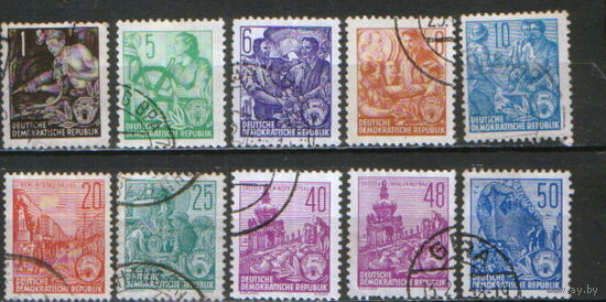 10 марок из серии 1953/59 гг. ГДР "Пятилетний план"
