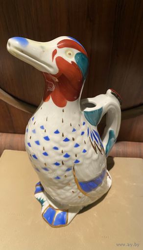 Графин УТКА (1950-60 г.) ЛФЗ, редкий раскрас!