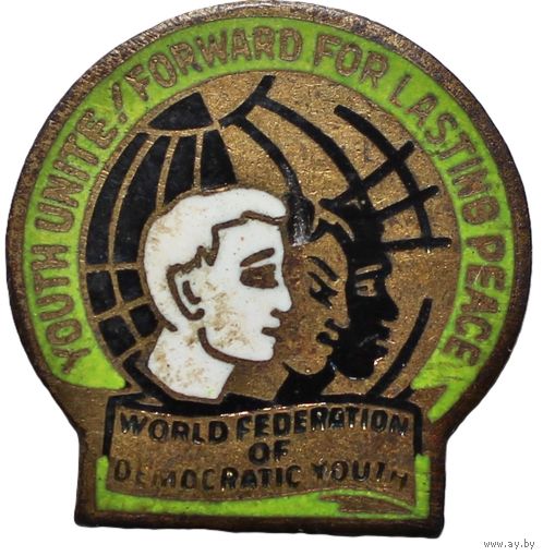 Значок ГДР World Federation of Democratic - Федерация демократической молодежи
