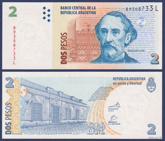Аргентина, 2 песо 2002 г., P-352(6), UNC
