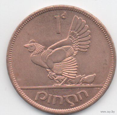 РЕСПУБЛИКА ИРЛАНДИЯ. 1 ПЕННИ 1966. ФАУНА. КУРИЦА И ЦЫПЛЯТА. UNC