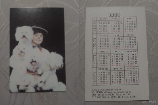 Карманный календарик. Цирк.1989 год