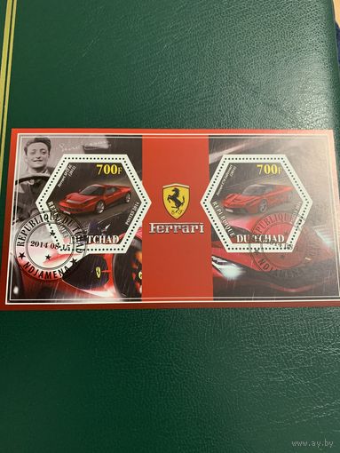 Чад 2014. Автомобили Феррари. Малый лист