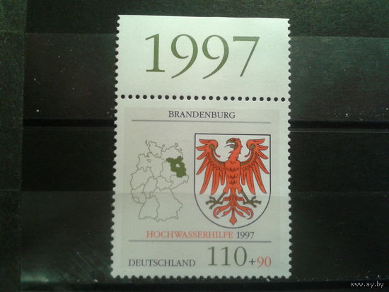 Германия 1997 Герб Бранденбурга,** одиночка Михель-2,4 евро