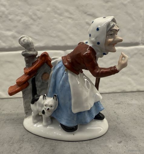 Статуэтка  БАБА ЯГА и КОШКА. Редкая. .    Распродажа коллекции!!!